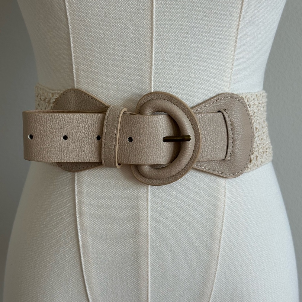 Lp brue Women’s Boho Femenine Romantic Ivory Braided/Knit Stretch Belt. М - Picture 3 of 10